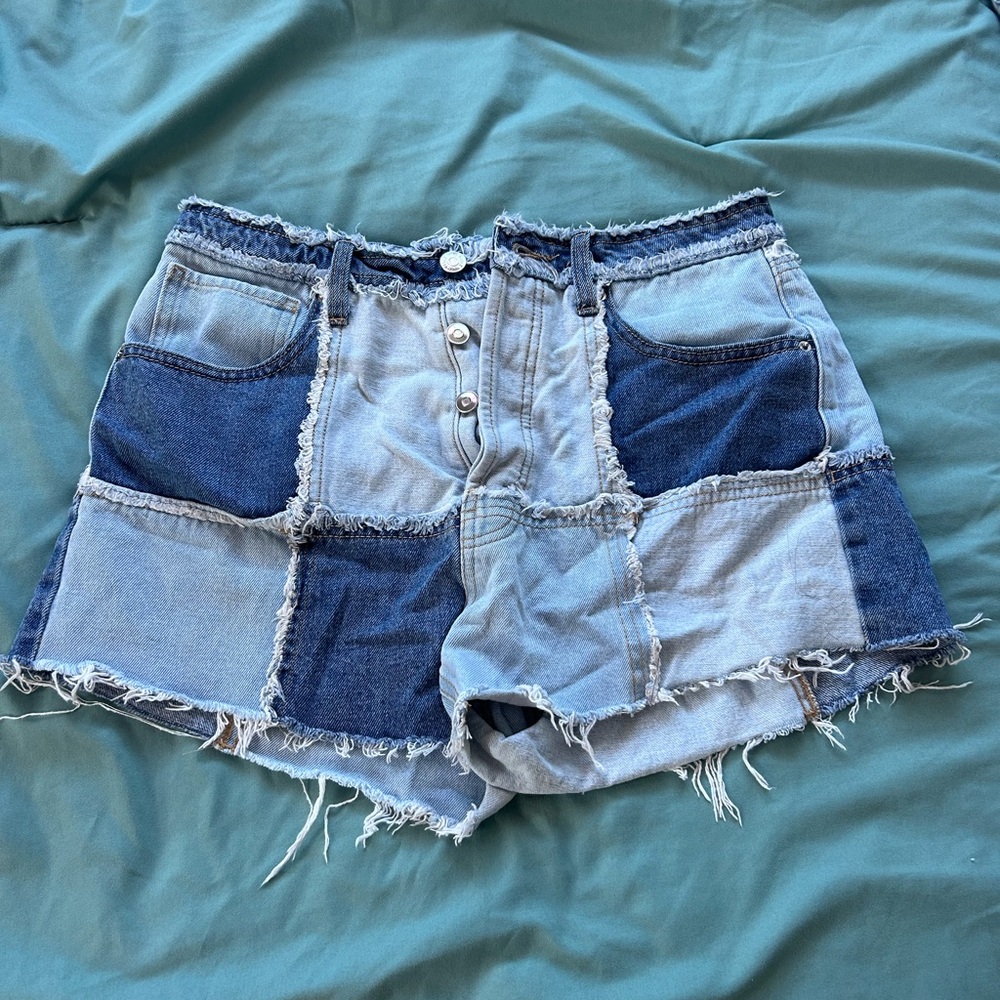 Wild Fable Patchwork Jean Shorts - Blue and Light Blue